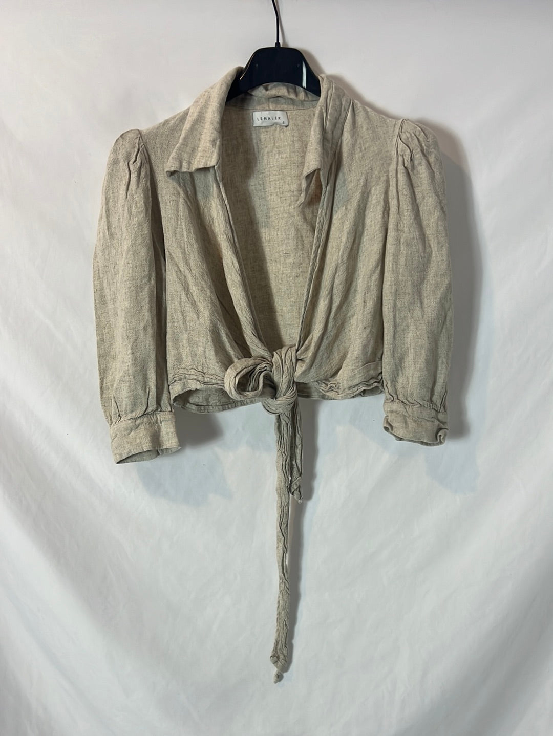 LEMALER. Linen crop blouse Ts