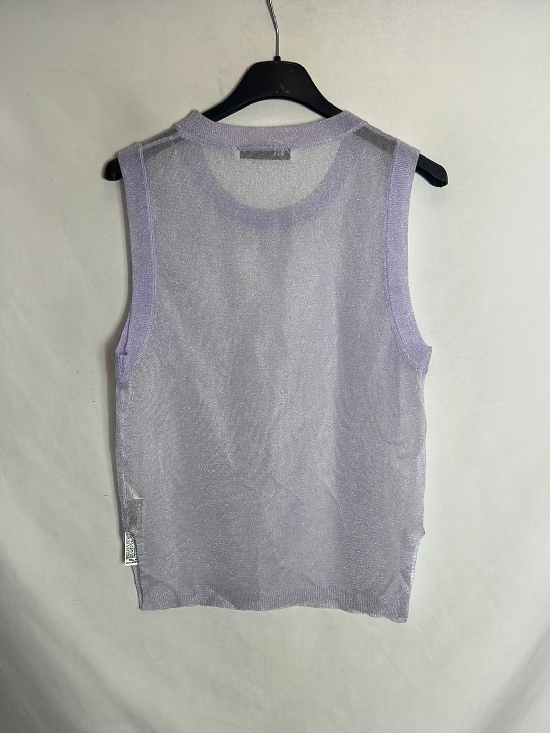 ZARA. Semi-sheer glitter purple top. TS