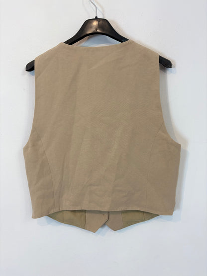 ZARA. Chaleco beige tostado mezcla. T M