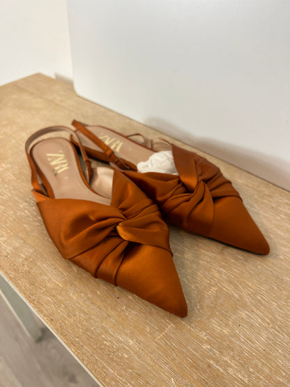 ZARA. Satin tile mules, size 38