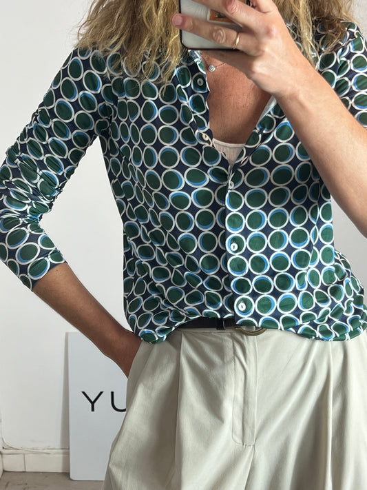 STRADIVARIUS. Blusa fluida estampado retro. T S