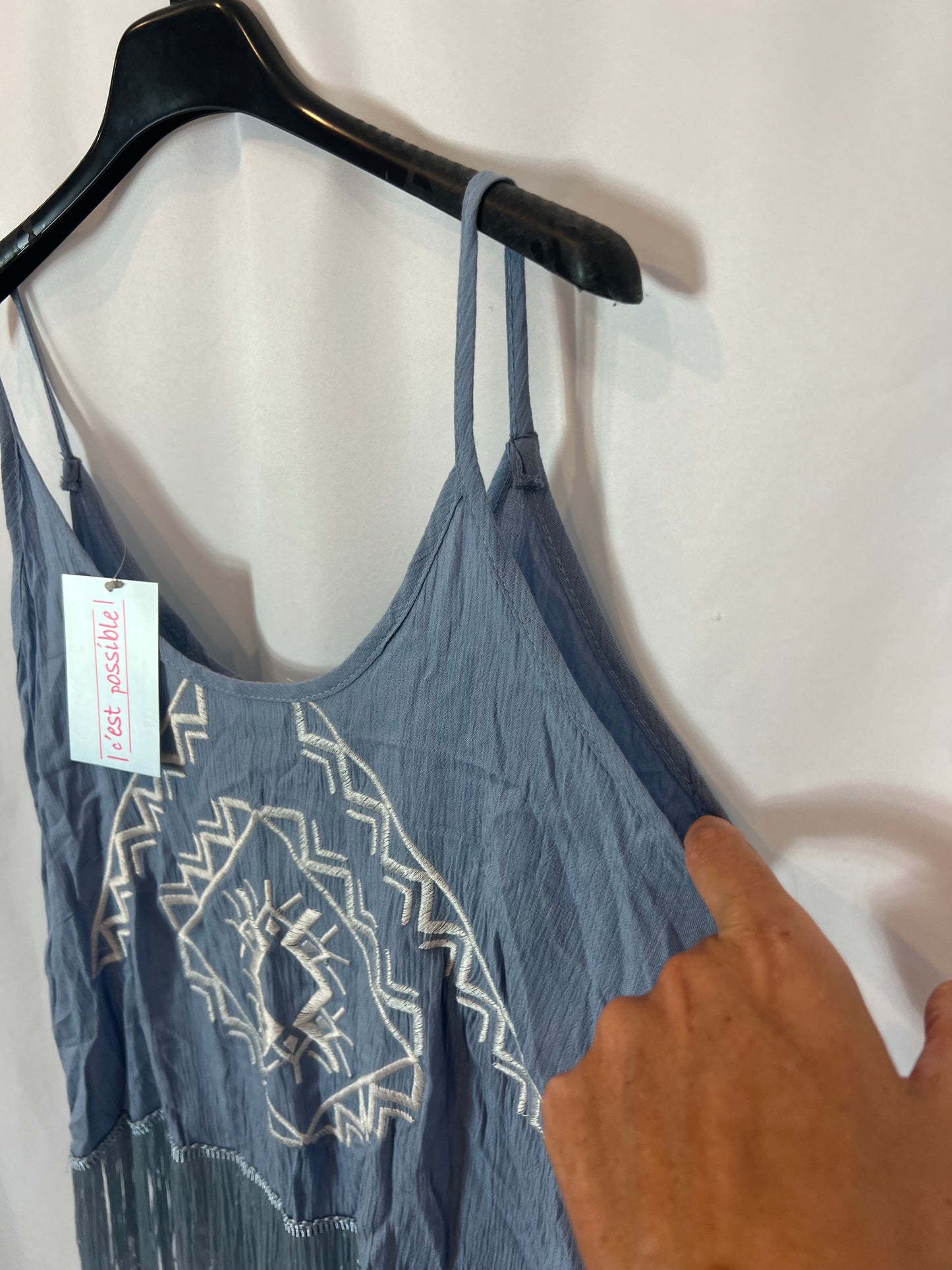 JUBYLEE. Top azul bordado T.s/m