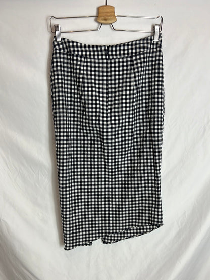 TOPSHOP. Falda midi vichy . T 38