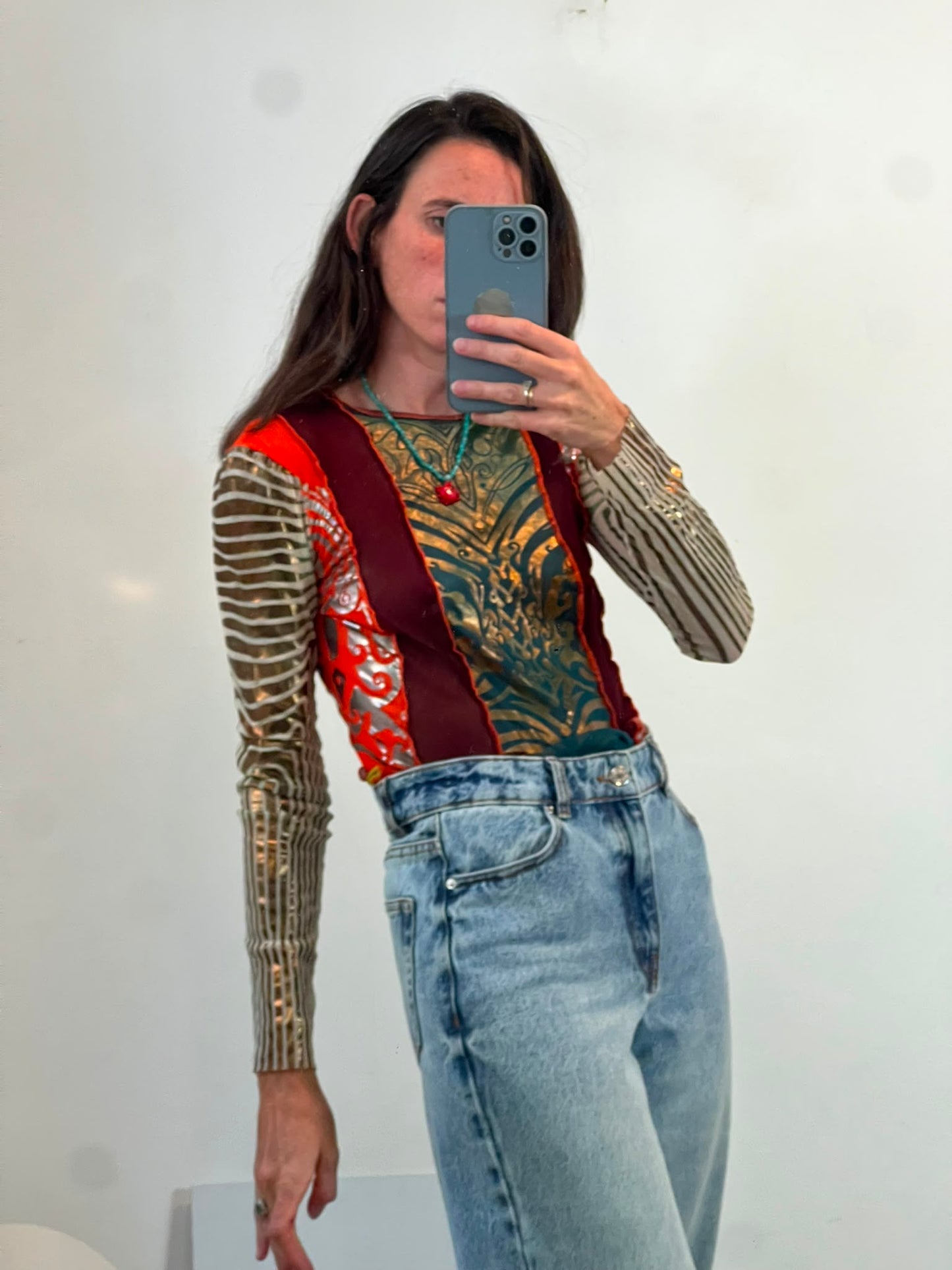 JEAN PAUL GAULTIER. Top malla estampado vintage
