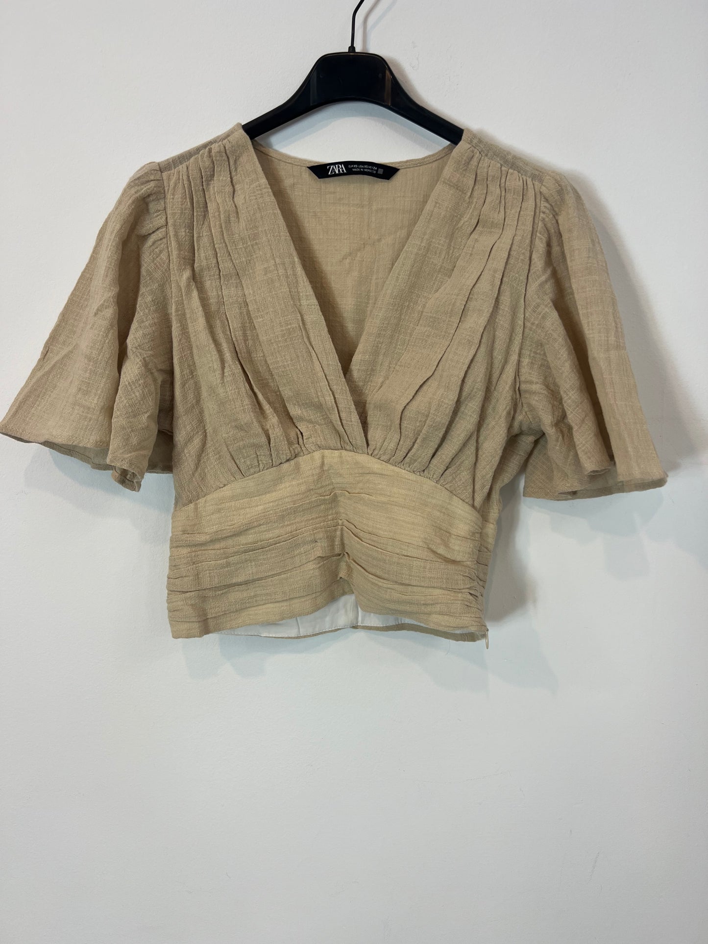 ZARA. Top beige textura T.xs