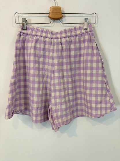 ZARA. Bermuda lino bolsillo en morado