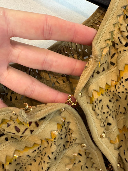 LOEWE. Leather top with neckline detail. Size 36