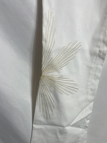 ROBERTO CAVALLI. White trousers with gold embroidery. Size 42 (40)