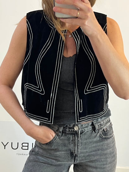 LATIDO. Chaleco negro terciopelo  T.s/m