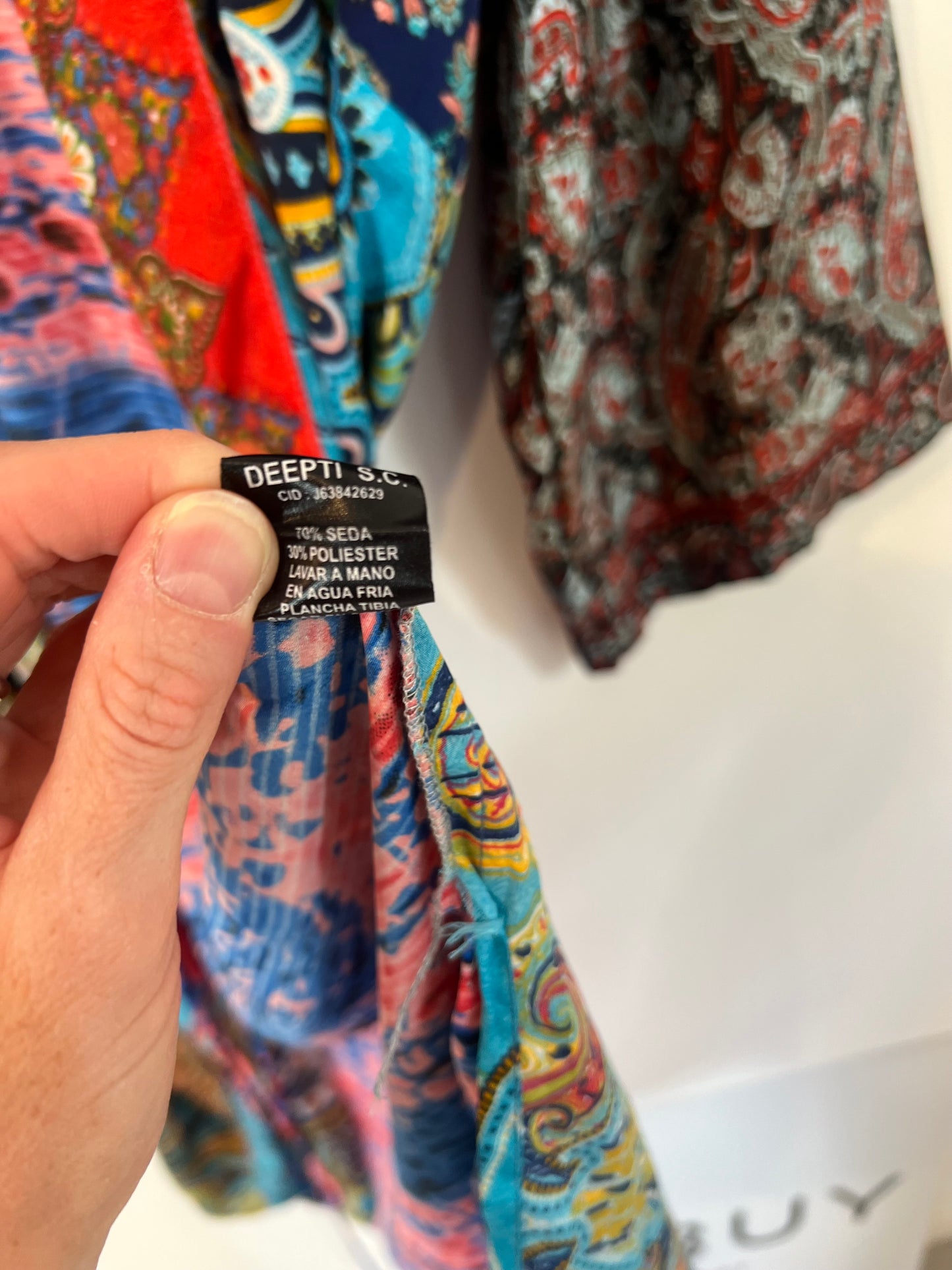 DEEPTI  S.C. Kimono fluido estampado con seda  Tu(s/m)