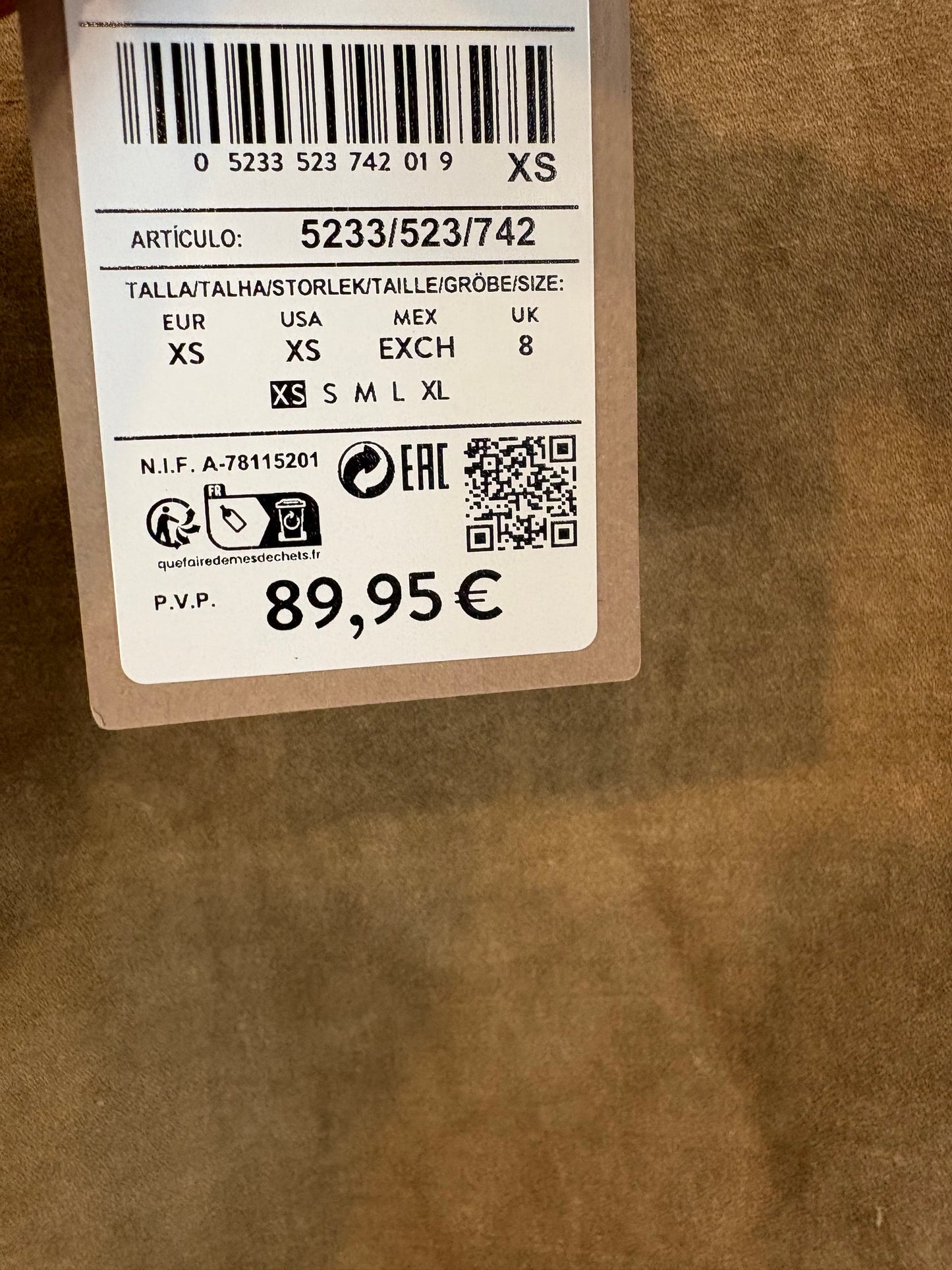 MASSIMO DUTTI. Tan mixed-color midi skirt. Size XS ( S)