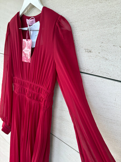 JUAN AVELLANEDA. Vestido fluido plisado