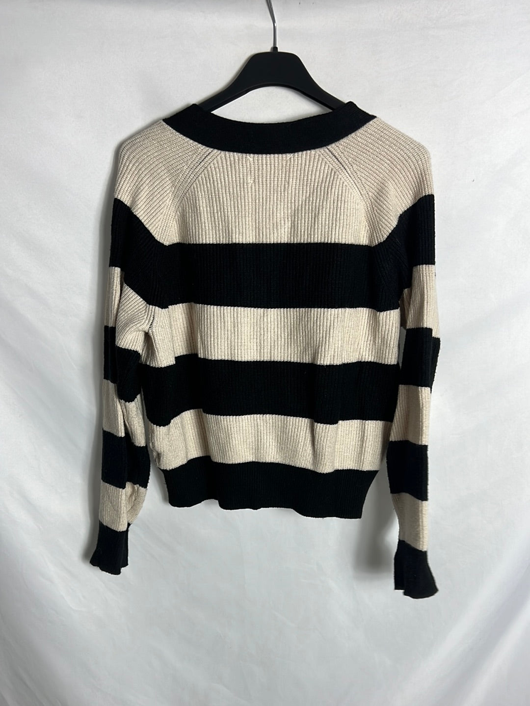 ZARA. Rebeca rayas beige y negra. T 13-14 años (XS/S)