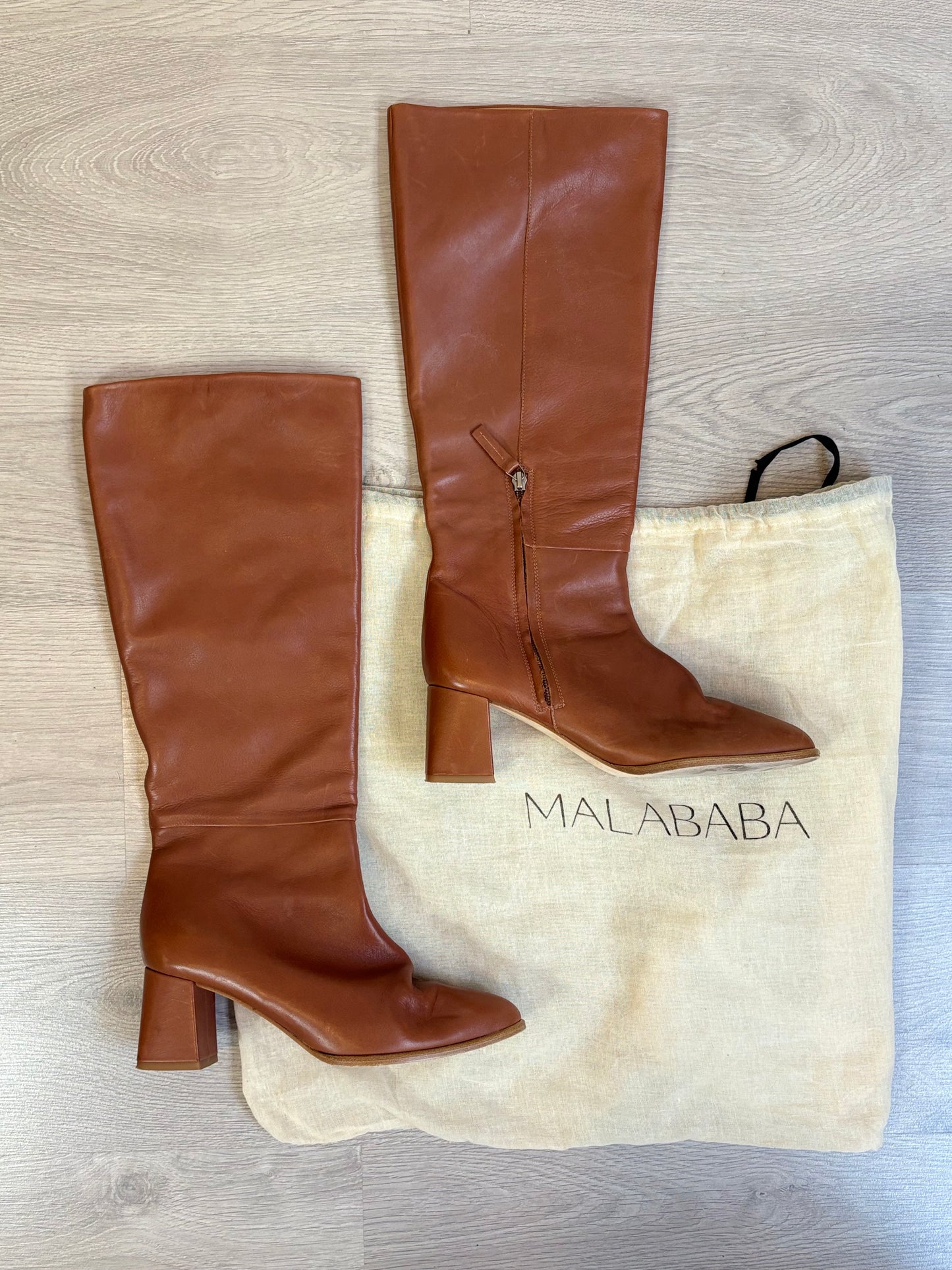 MALABABA. Botas altas camel piel. T 39