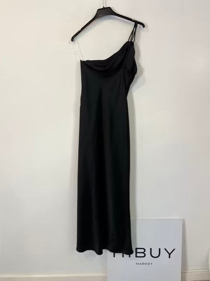 ZARA. Vestido midi negro asimétrico