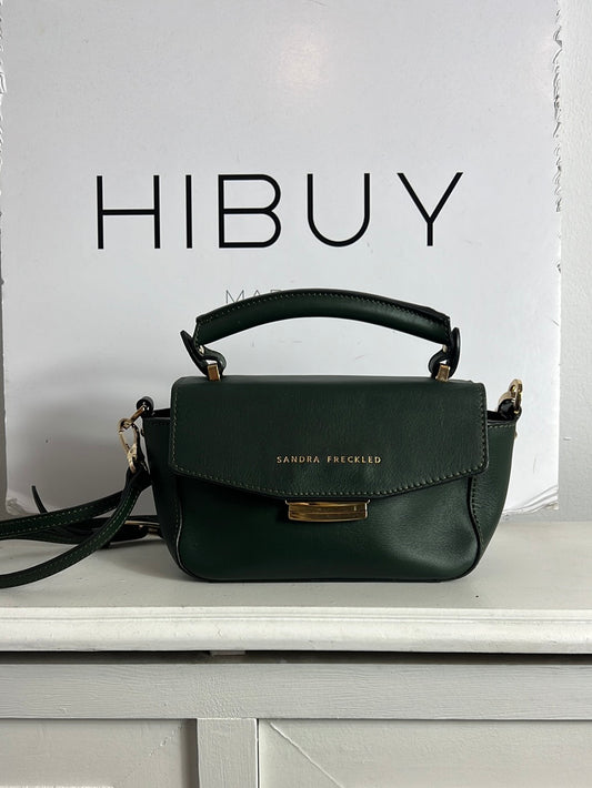SANDRA FRECKLED. Green leather mini bag
