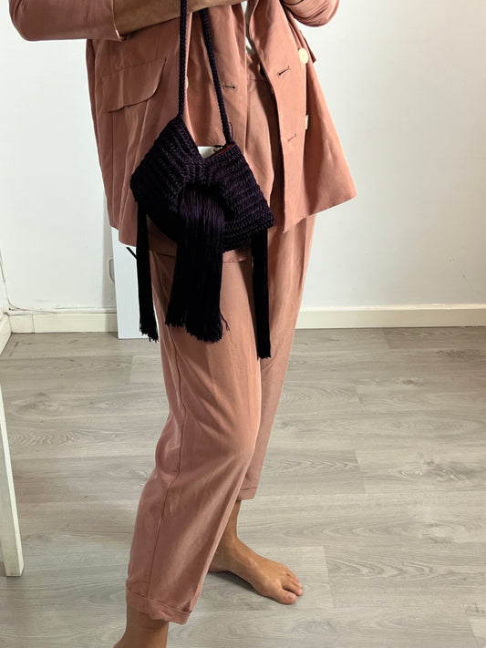 ZARA. Bolso asa corta flecos