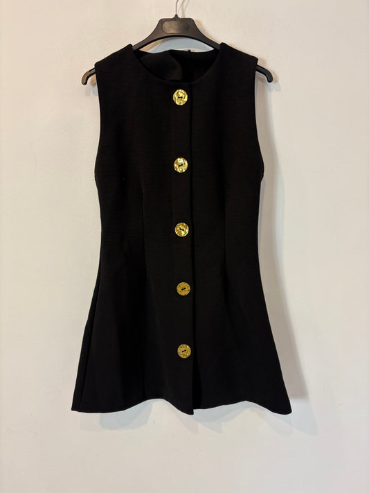 ZARA. Chaleco/vestido negro botones dorados