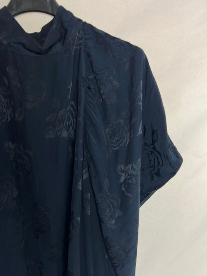 ZARA. Blue printed blouse with sleeve detail. TM