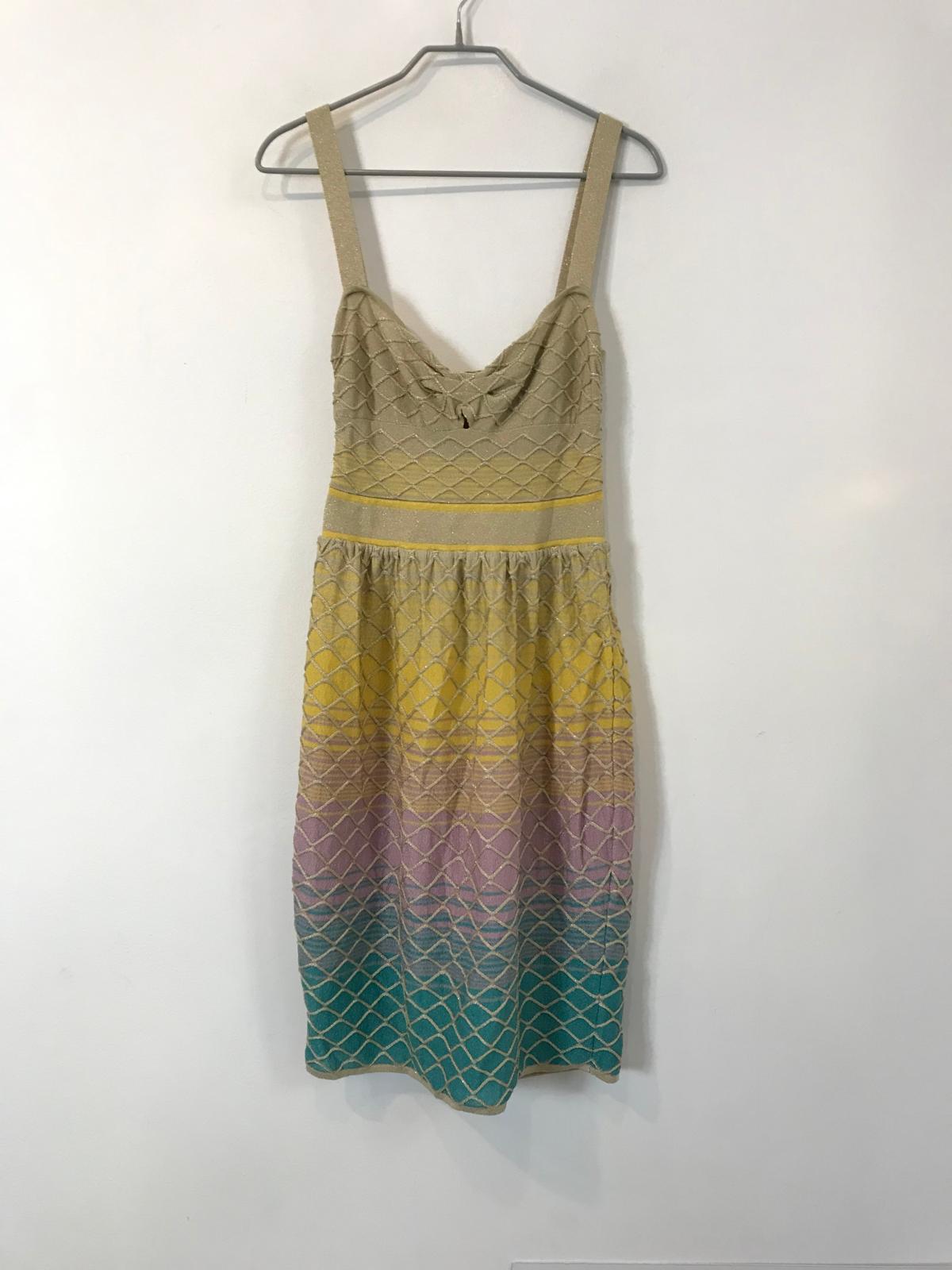 MISSONI. Vestido corto punto elástico multicolor