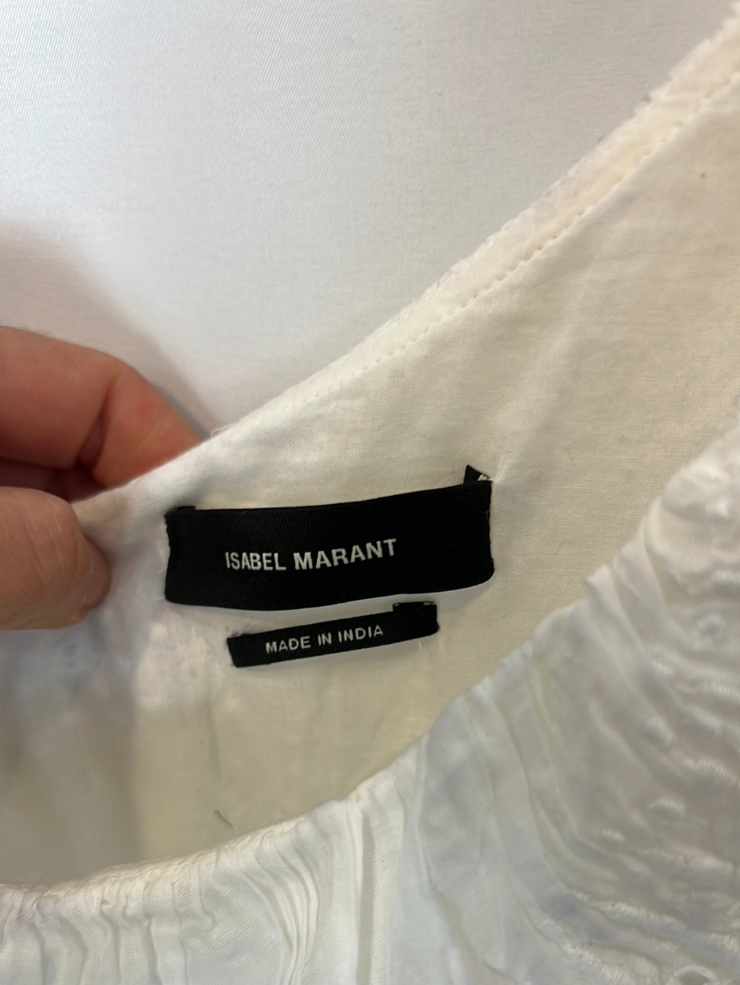 ISABEL MARANT. Asymmetrical white dress with ruffles. Size 42