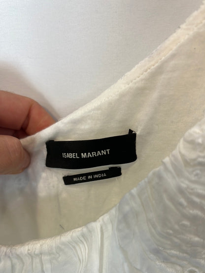 ISABEL MARANT. Asymmetrical white dress with ruffles. Size 42