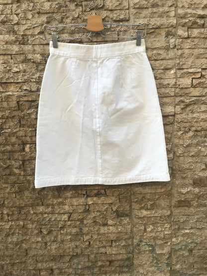 MASSCOB. Falda denim blanca bolsillos