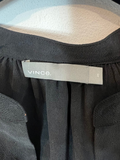 VINCE. Black fluid silk blouse T.xs