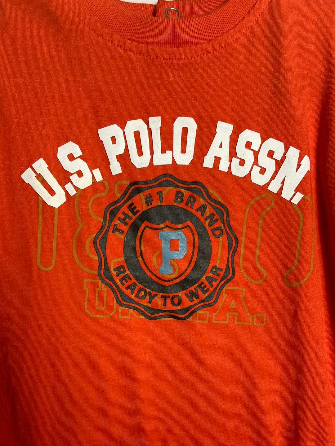 US POLO ASSN. Orange logo T-shirt. Size 12 months