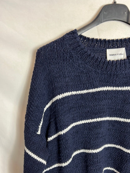 BIMBA Y LOLA. Blue sweater with white stripes. TM