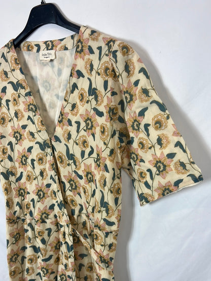 LOUISE MISHA. Vestido amarillo flores T.40