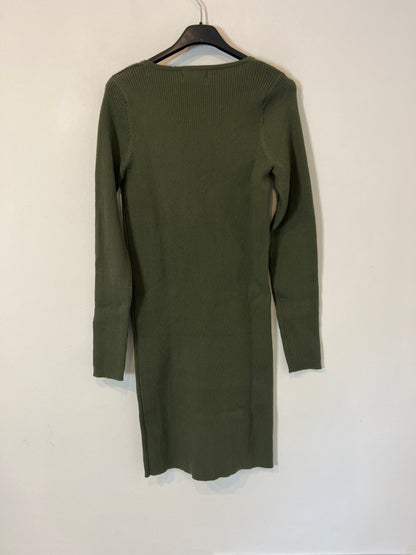 PINK WOMAN. vestido punto verde canalé T.l