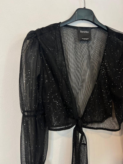 Top cruzado negro detalle mangas