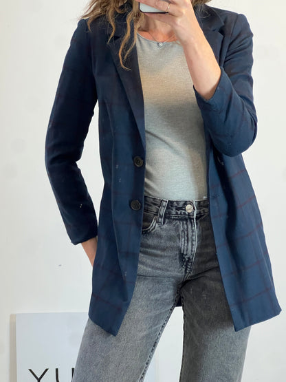 VILA. Long blue and burgundy jacket. TM