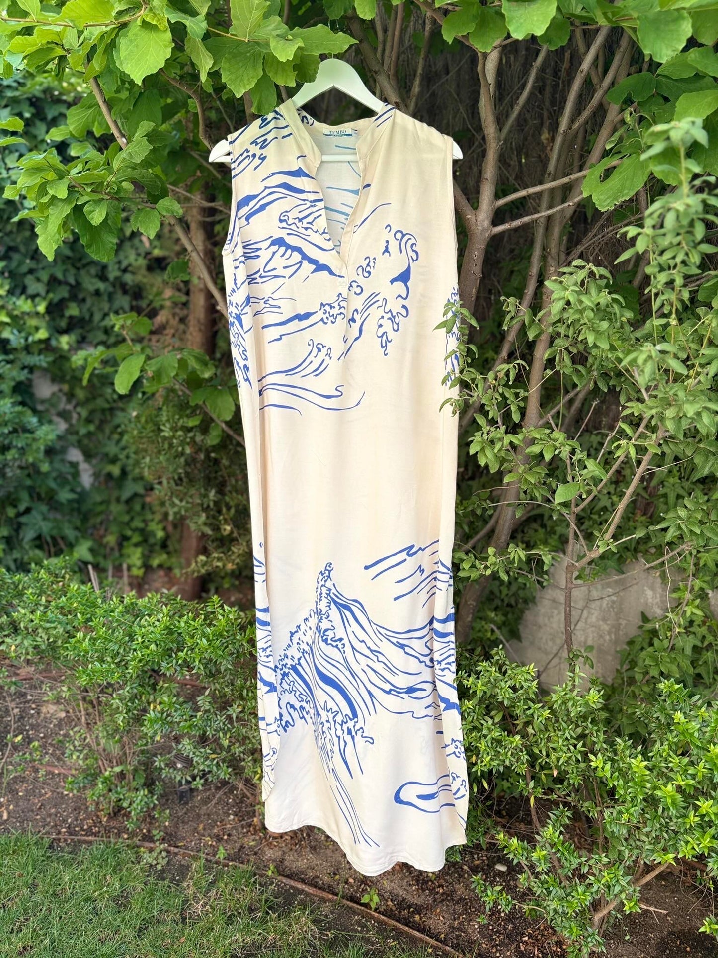 Vestido largo fluido estampado dibujo