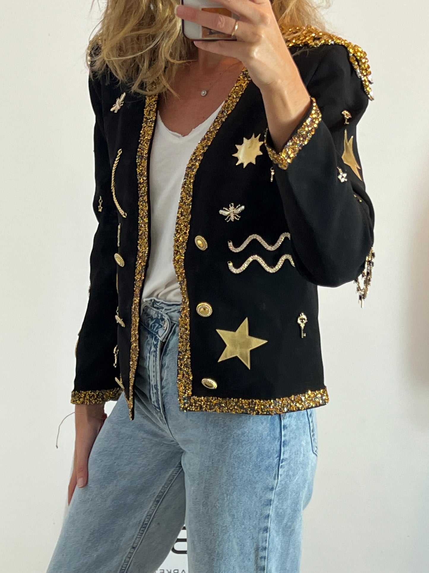 KIKIRIKI. Black beaded jacket. TS