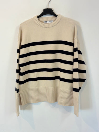 ZARA. Dark blue striped sweater, TS