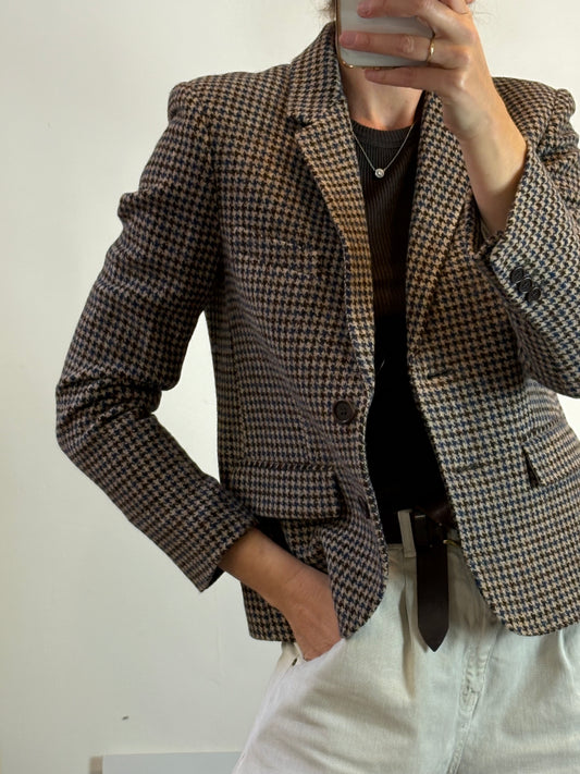 GERARD DAREL. Blazer 100% lana burdeos y azules