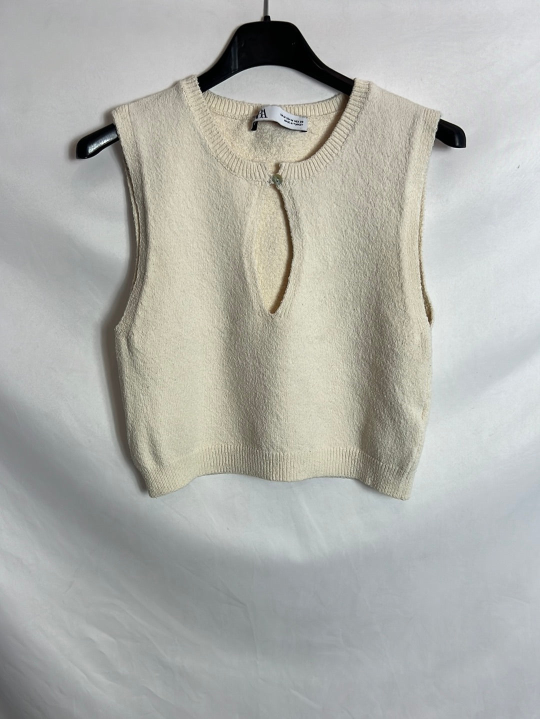 ZARA. Top punto textura beige. T M