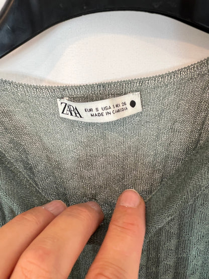 ZARA, Textured green long dress. TS