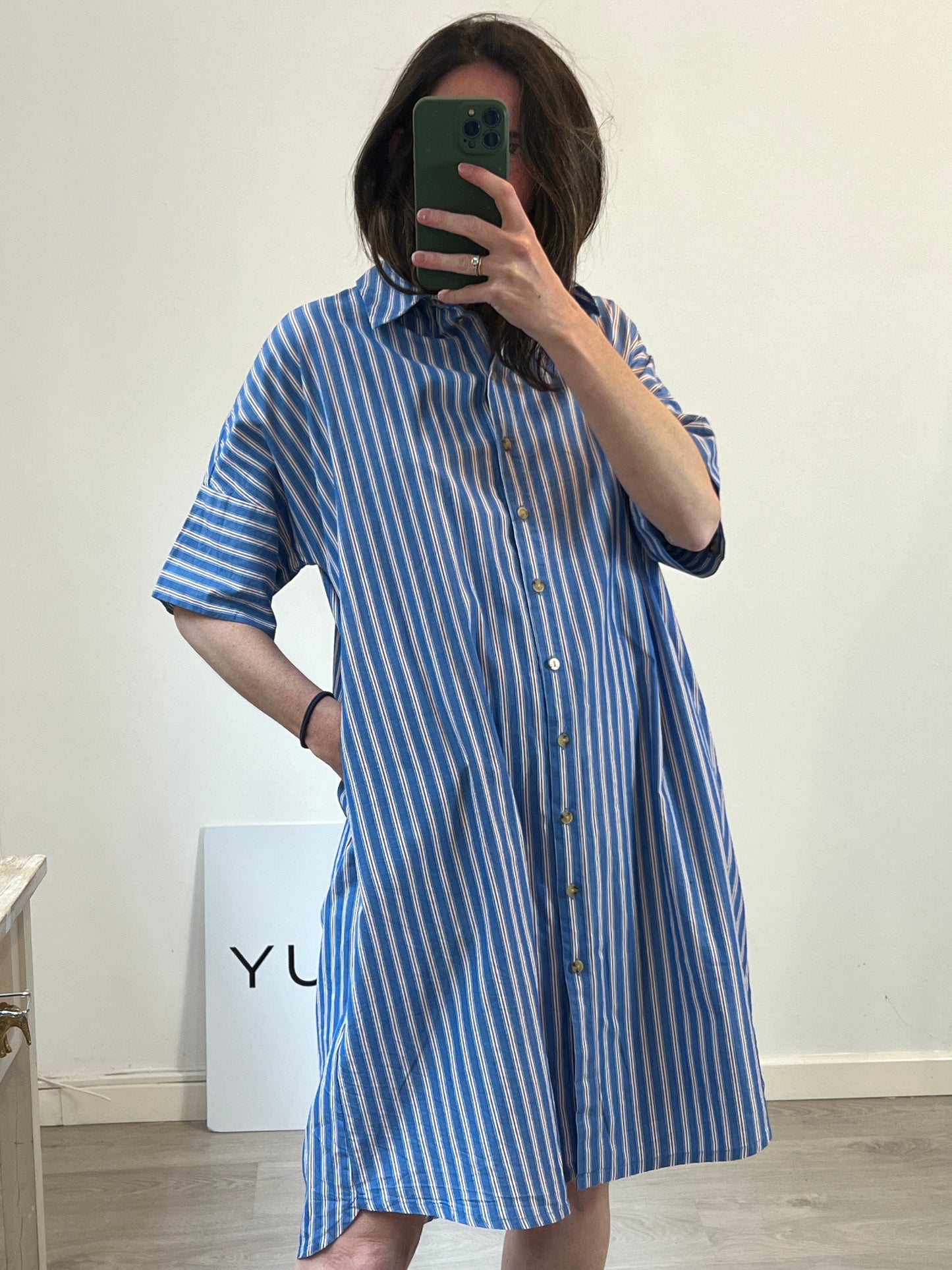 YERSE. Striped shirt dress T.xs