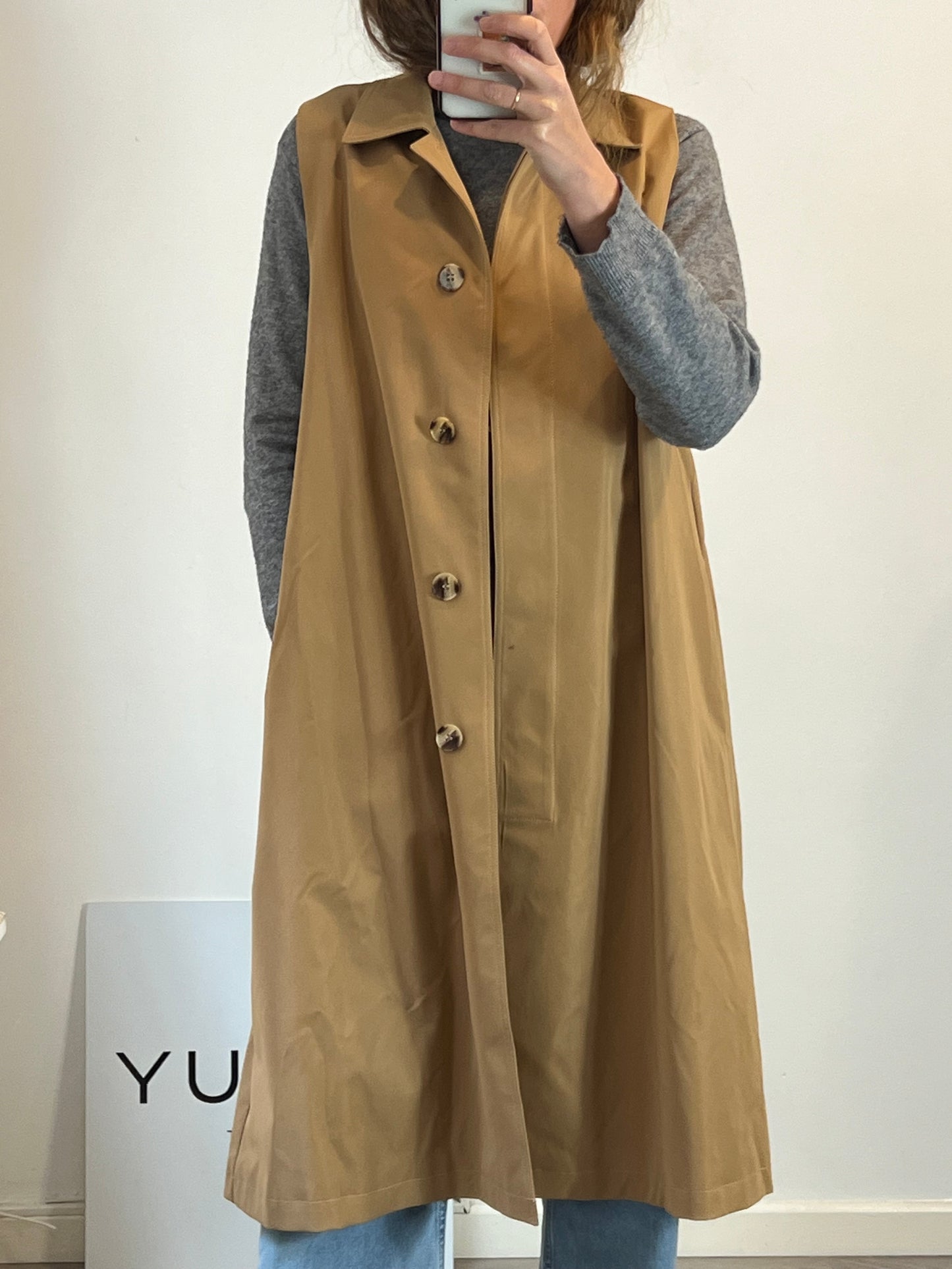 INDI&COLD. Chaleco largo efecto gabardina . T M