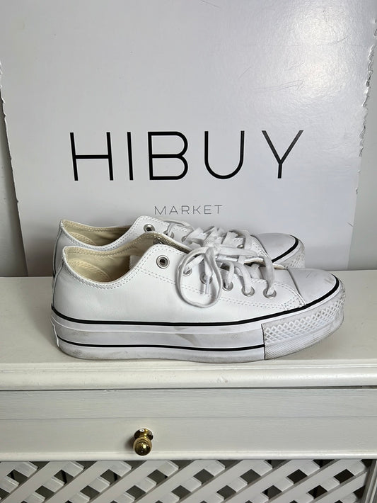 CONVERSE. Zapatillas blancas piel plataforma. T 38 (Tara)
