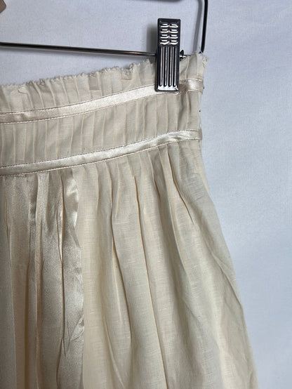 ULLA JOHNSON. Falda midi beige texturas.,T2(M)