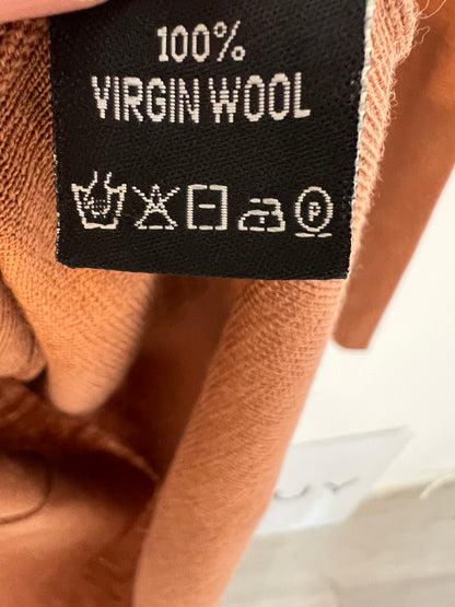 CORTANA. Vestido corto marrón lana. T 36