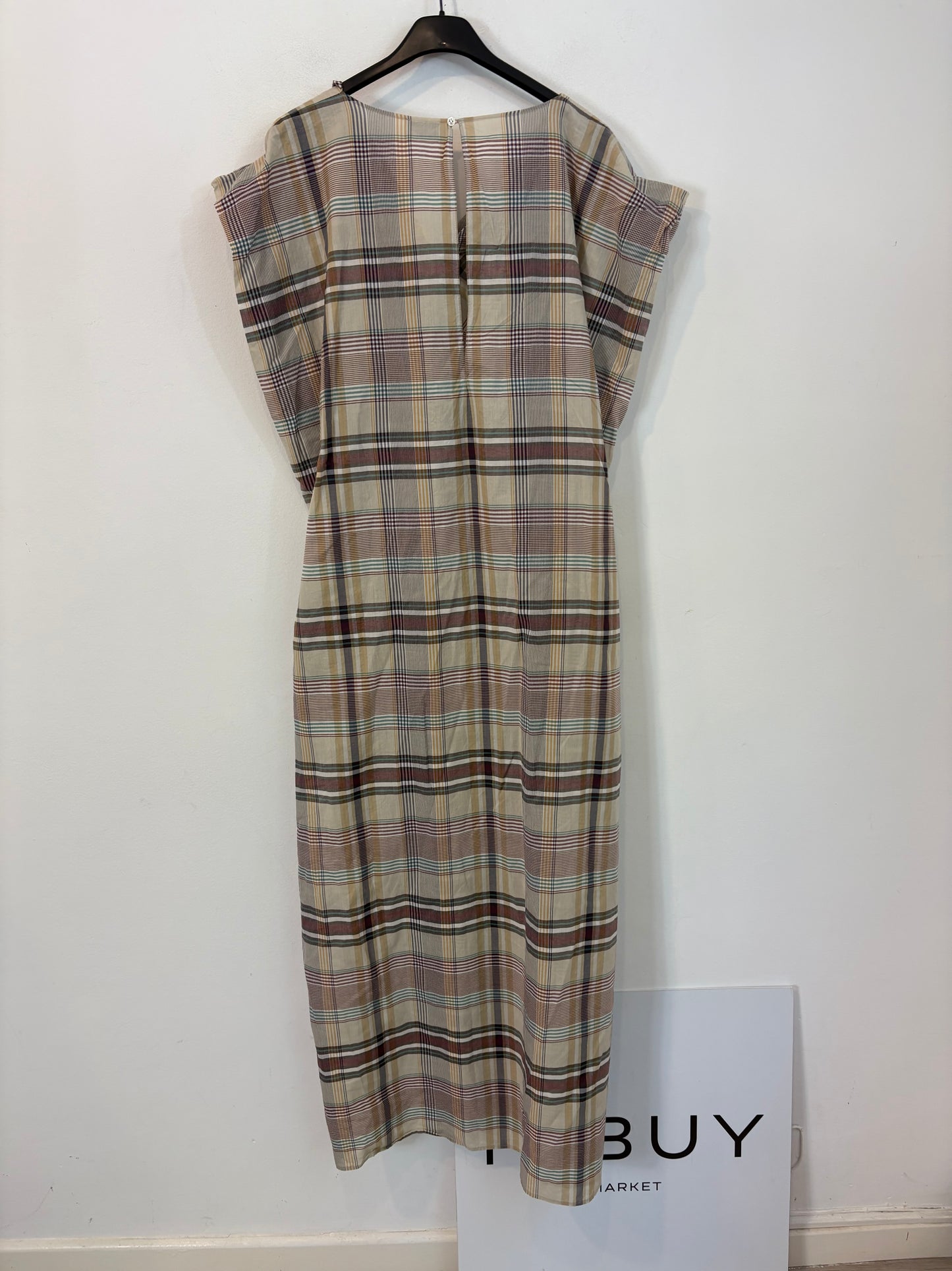 MARLOTA. Vestido largo cuadros textura ligera