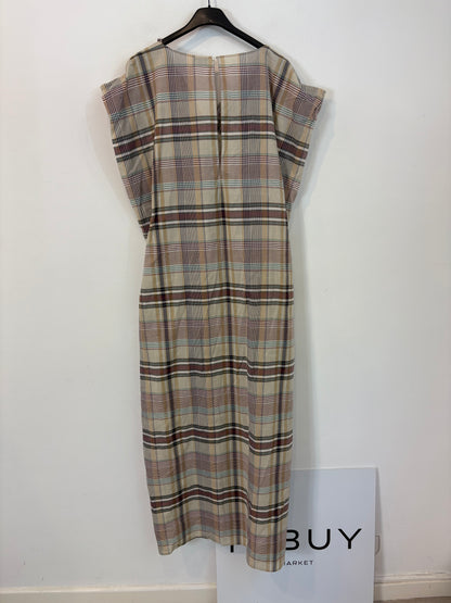 MARLOTA. Vestido largo cuadros textura ligera