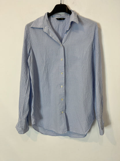 MASSIMO DUTTI. Camisa de rayas azul y blanca T.36