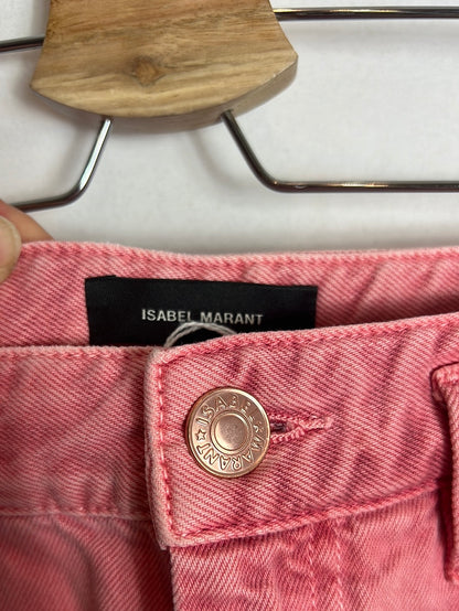 ISABEL MARANT.Denim pata ancha rosa efecto desgastado . T 36