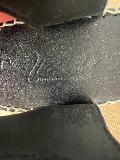 MICUIR. Black leather wedges with studs, size 39